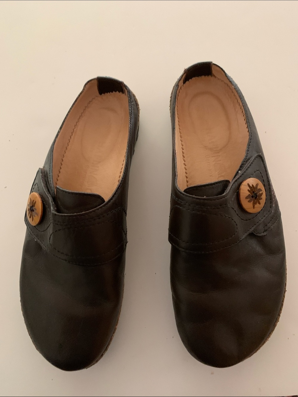 Women’s Size 41 Haflinger New Brown Slip-On Shoes with Decorative Button